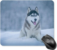 Siberian Huskies on Snow Подложка за мишка Неплъзгаща се подложка за компютърна мишка Подложка за мишка с гумена основа за домашен офис компютър 20 * 25 см