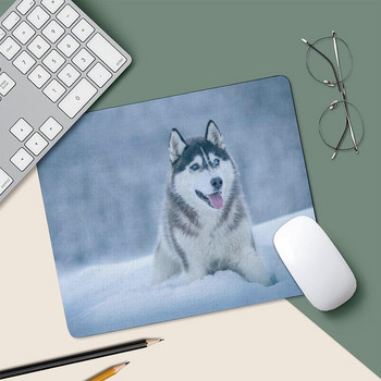 Siberian Huskies on Snow Подложка за мишка Неплъзгаща се подложка за компютърна мишка Подложка за мишка с гумена основа за домашен офис компютър 20 * 25 см