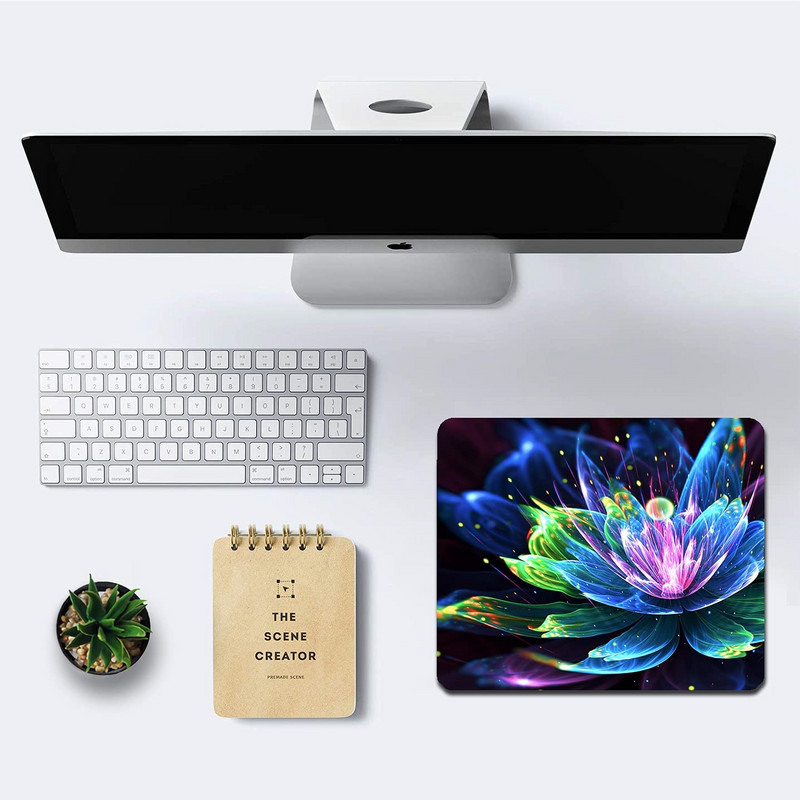 Purple Crystal Lotus Rectangle Mouse Pad за офис компютри Laptop PC Women Designs Водоустойчива нехлъзгаща се гумена основа Mousepad
