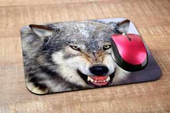 Подложка за мишка Wolf Gaming Angry Wolf in The Snow Подложка за мишка Подложка за мишка за компютърно бюро, лаптоп, офис 9,5 X 7,9 инча Неплъзгаща се гума