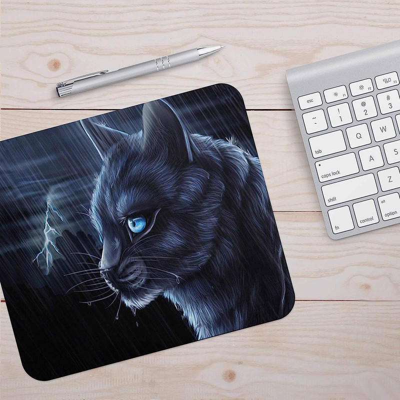 Cat in Thunderstorm Неплъзгаща се подложка за мишка за настолен компютър PC и лаптоп за офиса и дома Правоъгълна 9,45X7,87 инча