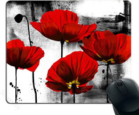 Красива реколта маково цвете рисуване с мастило Арт Дизайн Подложка за мишка 9.5X7.9 инча 9.5x7.9 инча