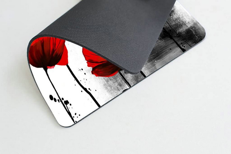 Красива реколта маково цвете рисуване с мастило Арт Дизайн Подложка за мишка 9.5X7.9 инча 9.5x7.9 инча