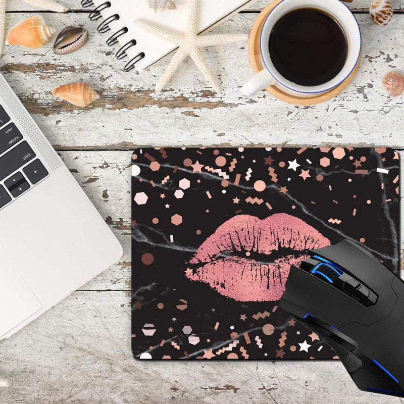 Podloga za miša, Trendy Rose Gold Mramor Svjetlucavi uzorak Podloge za računalne miševe Stolni dodaci Neklizajuća gumena podloga, Podloga za miša