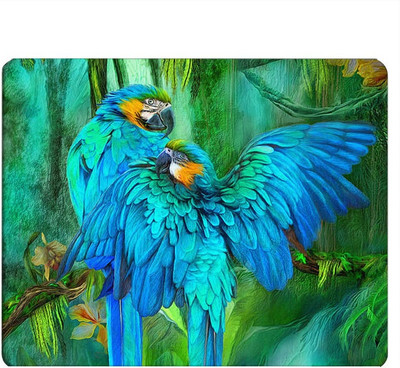 Macaws Mousepad Tropic Spirits Gold and Blue Macaws Mouse Pad egéralátét számítógépes asztalhoz 9,5x7,9 hüvelykes csúszásmentes gumi