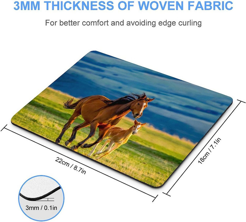 Подложка за мишка Horse Mare и Little Foal Неплъзгаща се подложка за компютърна мишка Подложка за мишка с гумена основа за домашен офис компютър 20 * 25 см