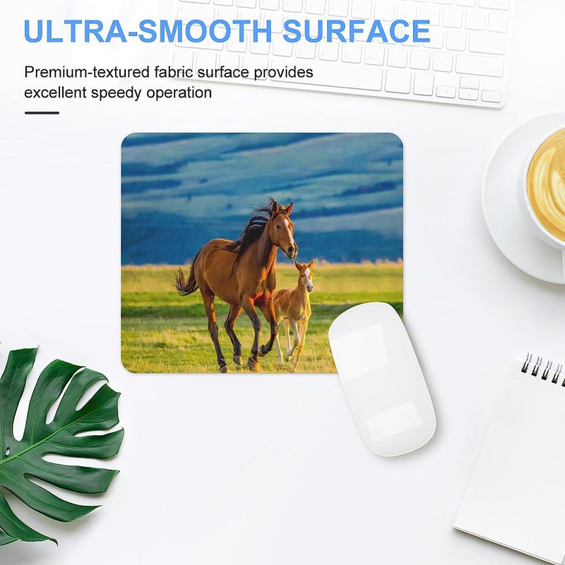 Подложка за мишка Horse Mare и Little Foal Неплъзгаща се подложка за компютърна мишка Подложка за мишка с гумена основа за домашен офис компютър 20 * 25 см