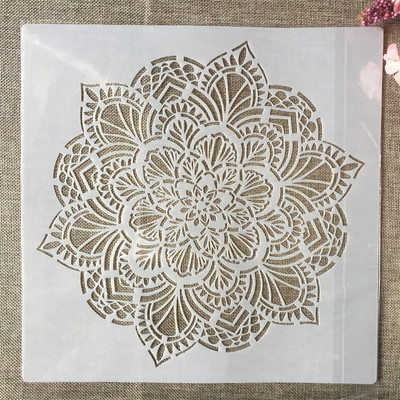 30*30cm-es nagy mandala többrétegű virág barkácsolás rétegező sablonok festés album színező dombornyomott album dekorációs sablon