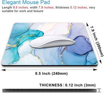 Синьо-синя мраморна подложка за мишка Компютърно бюро Подложки за мишка за жени Водоустойчива неплъзгаща се гумена основа Подложка за мишка за офис домашен лаптоп