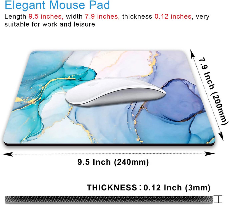 Κυανό μπλε μάρμαρο Mousepad Επιτραπέζιο ποντίκι Υπολογιστών Γυναικεία Αδιάβροχη αντιολισθητική βάση από καουτσούκ για φορητό υπολογιστή γραφείου στο σπίτι