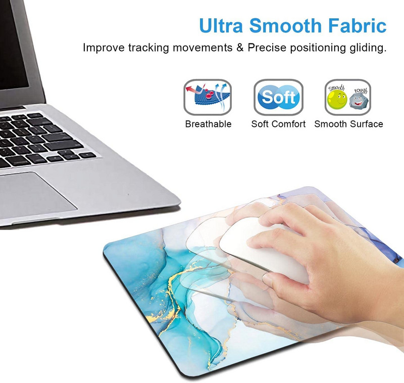 Κυανό μπλε μάρμαρο Mousepad Επιτραπέζιο ποντίκι Υπολογιστών Γυναικεία Αδιάβροχη αντιολισθητική βάση από καουτσούκ για φορητό υπολογιστή γραφείου στο σπίτι