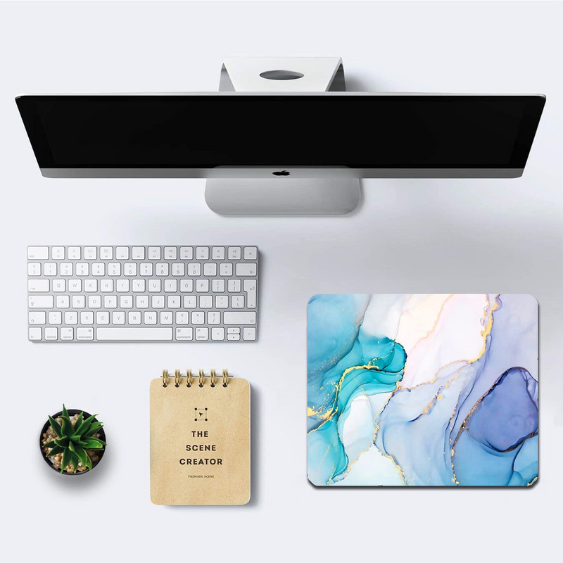 Κυανό μπλε μάρμαρο Mousepad Επιτραπέζιο ποντίκι Υπολογιστών Γυναικεία Αδιάβροχη αντιολισθητική βάση από καουτσούκ για φορητό υπολογιστή γραφείου στο σπίτι