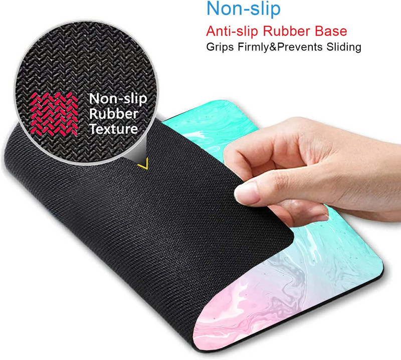 Розова и зелена мраморна подложка за мишка Красива подложка за мишка с мраморно мастило за жени Неплъзгаща се гумена основа Подложка за мишка за лаптоп