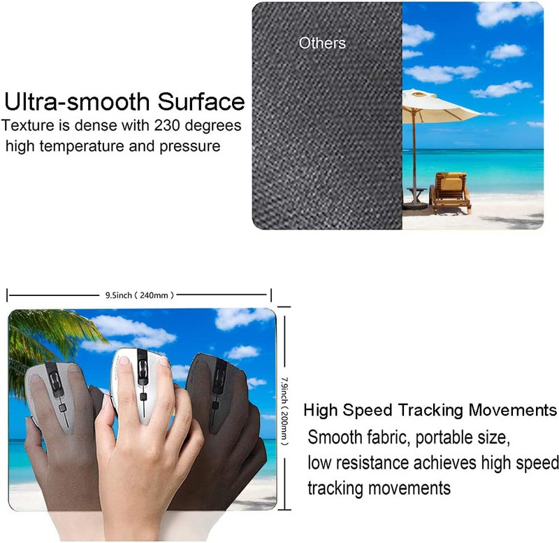 Mouse Pad Beach Mouse Pad Τετράγωνο αδιάβροχο Mouse Pad Αντιολισθητική βάση από καουτσούκ για φορητούς υπολογιστές γραφείου 9,5"x7,9"x0,12" ίντσες