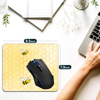 Подложка за мишка, Happy Bumble Bees Жълти подложки за компютърна мишка Аксесоари за бюро Неплъзгаща се гумена основа, Подложка за мишка за мишка за лаптоп