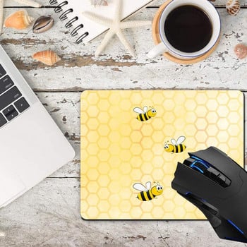 Подложка за мишка, Happy Bumble Bees Жълти подложки за компютърна мишка Аксесоари за бюро Неплъзгаща се гумена основа, Подложка за мишка за мишка за лаптоп