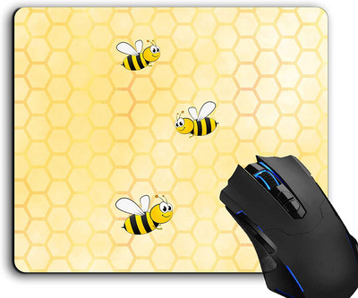 Mouse Pad, Happy Bumble Bees Yellow Computer Mouse Pads Accesorii pentru birou Bază anti-alunecare din cauciuc, Mousepad pentru mouse-ul laptop