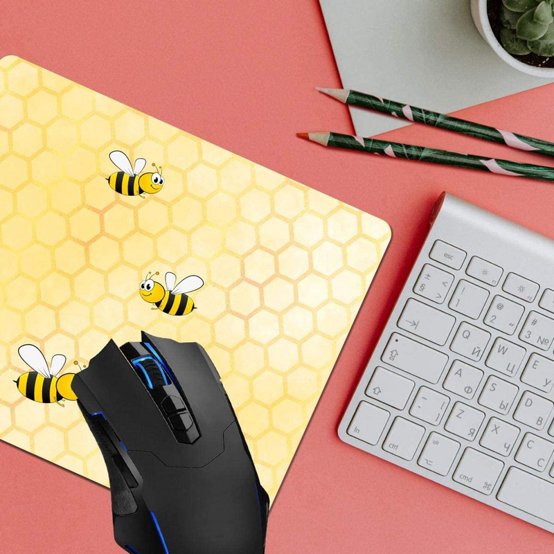Mouse Pad,Happy Bumble Bees Yellow Computer Mouse Pads Αξεσουάρ γραφείου Αντιολισθητική βάση από καουτσούκ, mousepad για ποντίκι φορητού υπολογιστή
