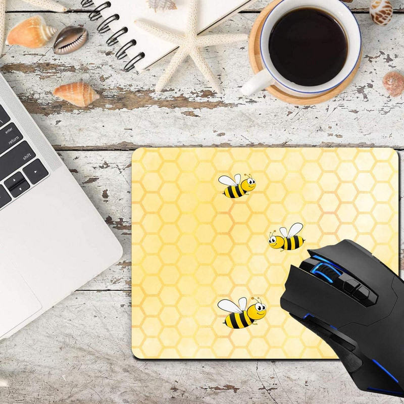 Mouse Pad,Happy Bumble Bees Yellow Computer Mouse Pads Αξεσουάρ γραφείου Αντιολισθητική βάση από καουτσούκ, mousepad για ποντίκι φορητού υπολογιστή