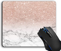 Подложка за мишка, Розово-розов блясък Омбре Бял мрамор Подложки за компютърна мишка Аксесоари за бюро Неплъзгаща се гумена основа, Подложка за мишка