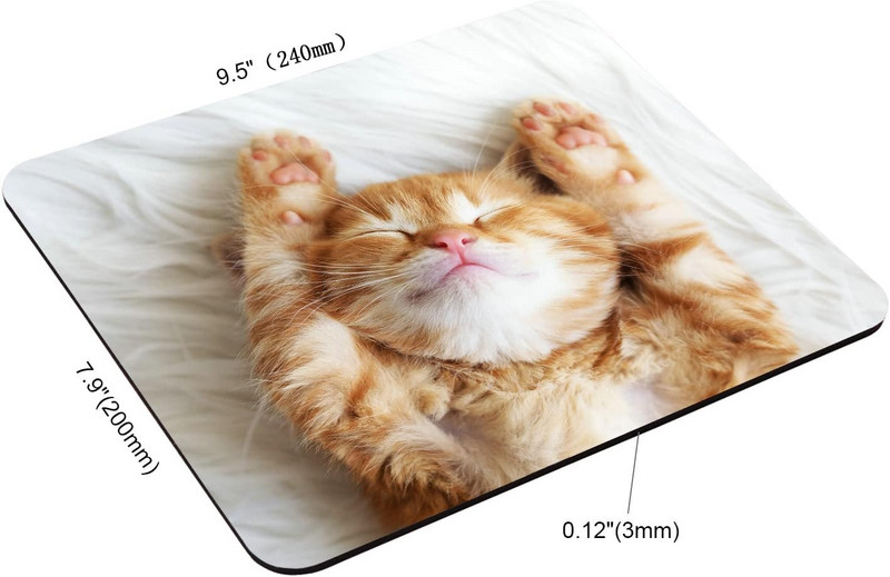 Сладко малко коте спи Гумена подложка против плъзгане за мишка за игри Офис Лаптоп Компютър за мъже Жени Модел 9,5"x7,9"x0,12" инча