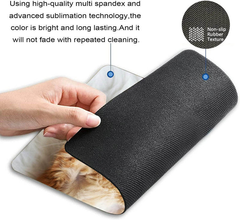 Сладко малко коте спи Гумена подложка против плъзгане за мишка за игри Офис Лаптоп Компютър за мъже Жени Модел 9,5"x7,9"x0,12" инча