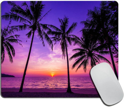 Sunset Beach Mouse Pad Tropical Palm Tree Mouse Pad Mosható egérpadok csúszásmentes gumialappal, 9,5×7,9×0,12 hüvelykes