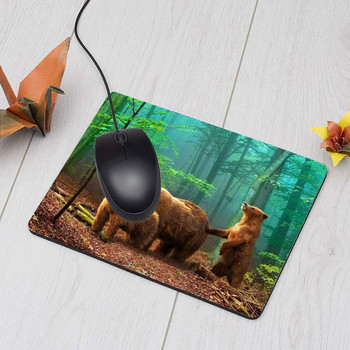 Подложка за мишка Brown Bear Family in The Forest с неплъзгаща се гумена основа Подложка за мишка за лаптоп Офис Домашен лаптоп 9,5\