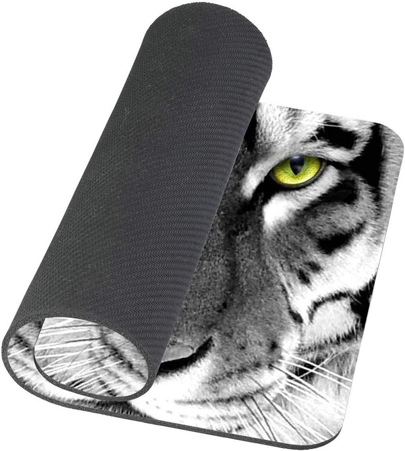 Baltais tīģeris ar zaļām acīm vēro jūs Peļu paliktnis Jauki peles paliktņi, mazgājami neslīdoši gumijas peļu paliktņi 9,5 x 7,9 collas klēpjdatoram