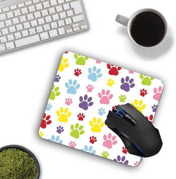 Подложка за мишка, цветни лапи Кучешки компютърни подложки за мишка Аксесоари за бюро Неплъзгаща се гумена основа, подложка за мишка за мишка за лаптоп