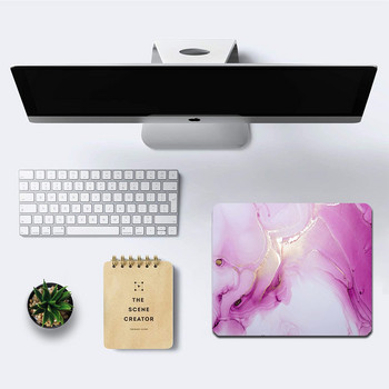 Розова и златна мраморна подложка за мишка Красива гумена подложка за мишка против хлъзгане с мастило за лаптоп Компютър Подарък за офис работа 9,5x7,9 инча