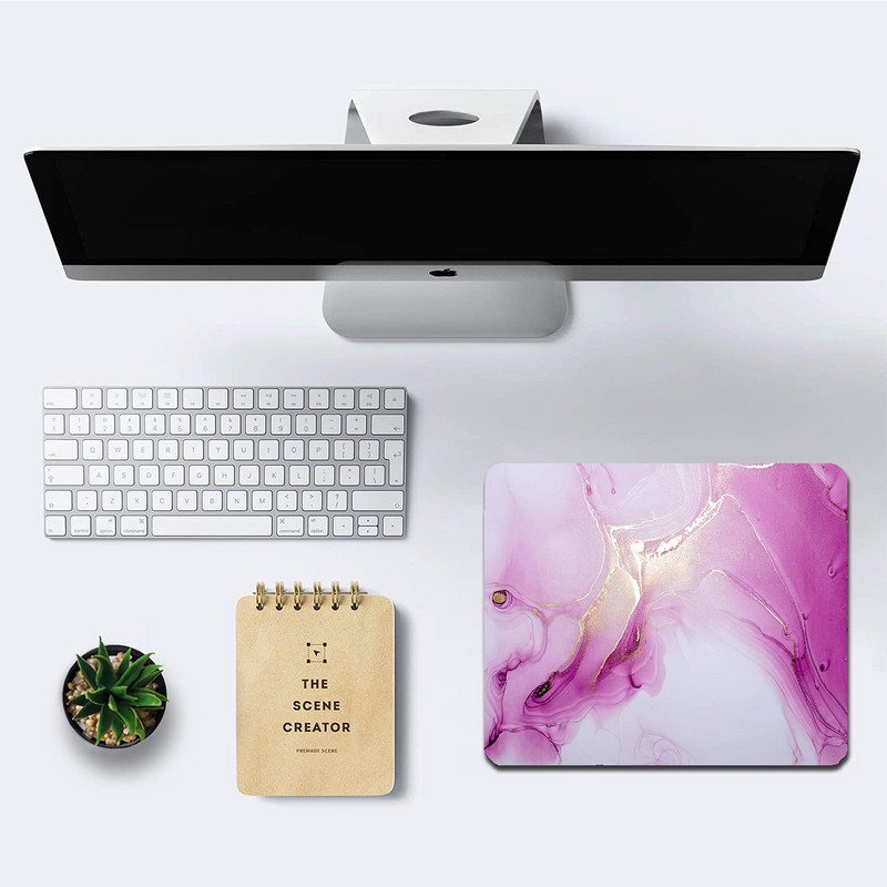 Розова и златна мраморна подложка за мишка Красива гумена подложка за мишка против хлъзгане с мастило за лаптоп Компютър Подарък за офис работа 9,5x7,9 инча