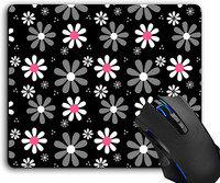 Mouse Pad, Cute Pink and Black Girly Mod Daisies Computer Mouse Pads Αξεσουάρ γραφείου Αντιολισθητική βάση από καουτσούκ, mousepad