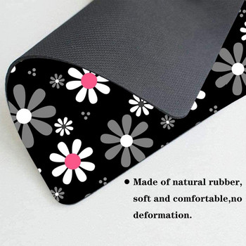 Mouse Pad, Cute Pink and Black Girly Mod Daisies Computer Mouse Pads Αξεσουάρ γραφείου Αντιολισθητική βάση από καουτσούκ, mousepad