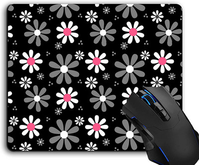 Mouse Pad, Cute Pink and Black Girly Mod Daisies Computer Mouse Pads Αξεσουάρ γραφείου Αντιολισθητική βάση από καουτσούκ, mousepad
