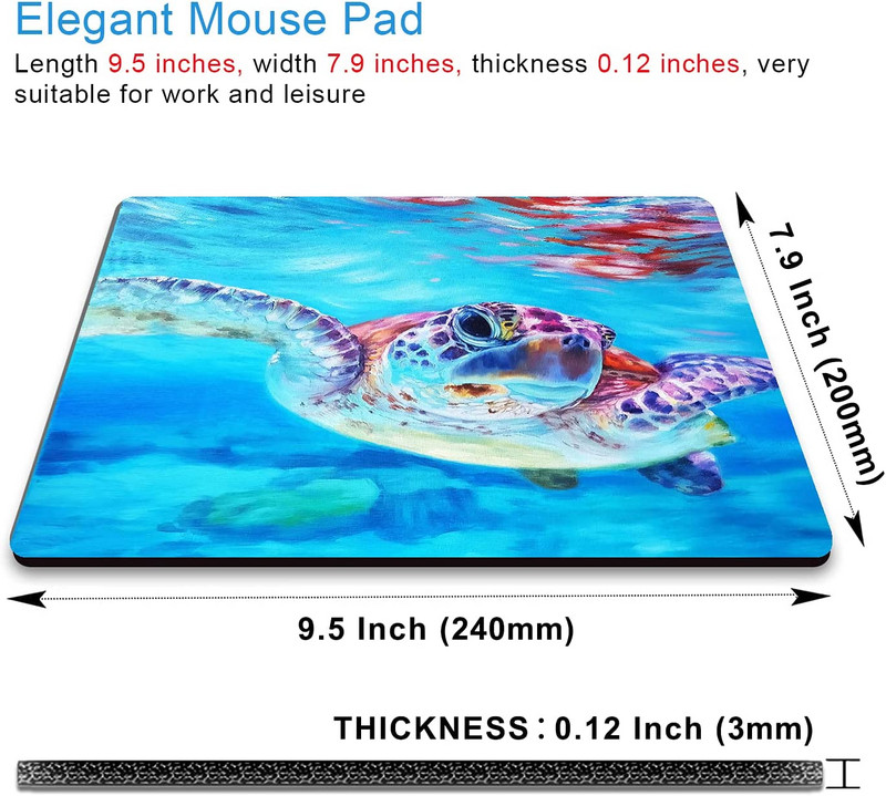 Seaturtle hiirepadi Seaturtle hiirepadi ristkülikukujulised veekindlad libisemiskindlad hiirematid sülearvuti jaoks kontoritööks 9,5x7,9 tolli