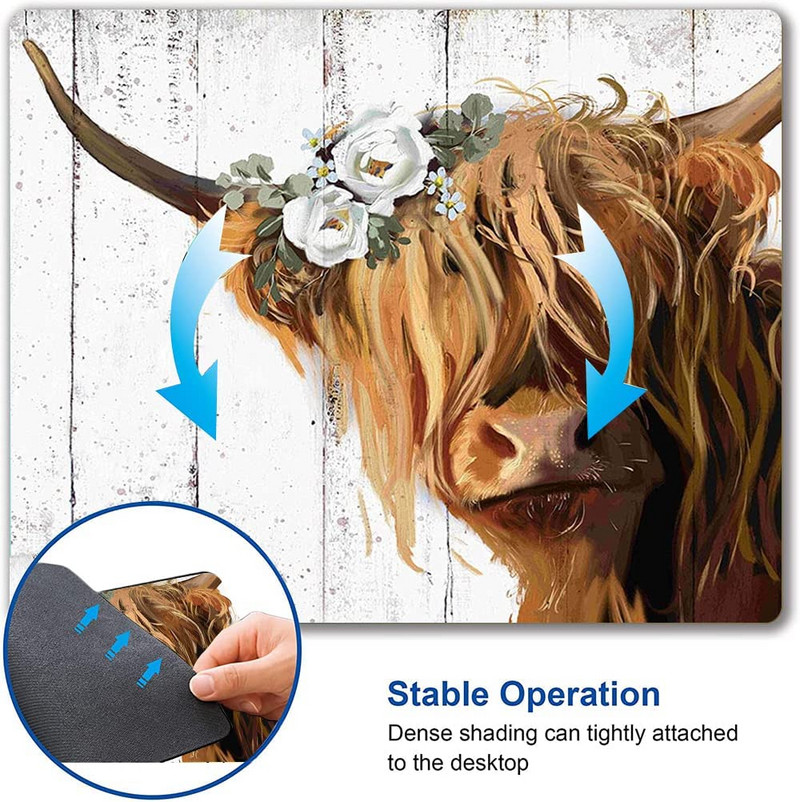 Подложка за мишка крава, подложка за мишка сладка крава, квадратна подложка за мишка Водоустойчива подложка за мишка Неплъзгаща се гумена основа Подложки за мишка крава