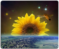 Подложка за мишка със слънчоглед и пчела Водоустойчива подложка за мишка Правоъгълна неплъзгаща се гумена гладка подложка за мишка за лаптоп