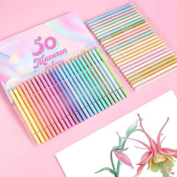 Brutfuner Macaron 50 Χρώματα χρωματιστό μολύβι Επαγγελματικό παστέλ χρωματισμού μολύβια σχεδίασης Μολύβια χρώματος καραμέλα για προμήθειες κιτ τέχνης