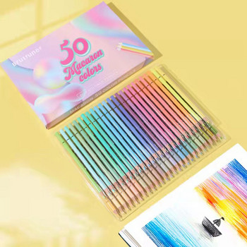Brutfuner Macaron 50 Χρώματα χρωματιστό μολύβι Επαγγελματικό παστέλ χρωματισμού μολύβια σχεδίασης Μολύβια χρώματος καραμέλα για προμήθειες κιτ τέχνης