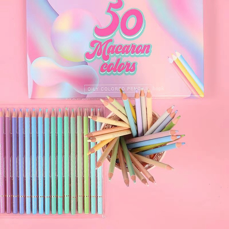 Brutfuner Macaron 50 boja olovke u boji Profesionalne olovke za crtanje u pastelnim bojama Olovke u slatkim bojama za pribor za umjetnost