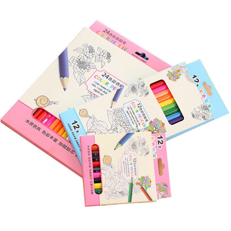 Рисуване Цветен молив за деца Комплект канцеларски материали 12-24 цветни графити Скица Цветове Моливи Детска художествена живопис Писалка за оцветяване