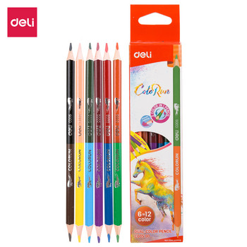 Deli Двуцветен молив 6/12 цвята Art Marker Fine Liner Brush Рисуване Консумативи за рисуване Скица за рисуване Ученически пособия
