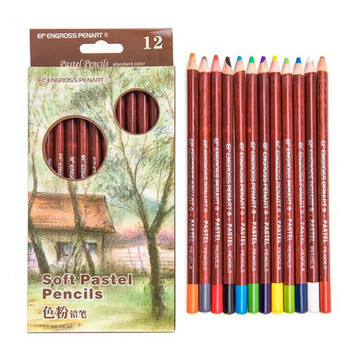 12 τμχ/Σετ Creative χρωματιστά μολύβια Επαγγελματικά στυλό σχεδίασης Σχολικό προμήθειο τέχνης Ξύλο μαλακό παστέλ μολύβια για φοιτητές Χαρτικά