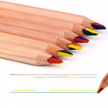 5 бр пастели, дървени цветни моливи, 4 цвята, концентрична химикалка с дъга, комплект цветни моливи за рисуване, рисуване, художествени училищни пособия