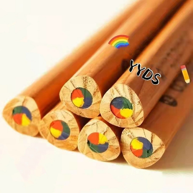 5 komada bojica, drvenih olovaka u boji, 4 boje, koncentrične dugine olovke, set olovaka u boji za slikanje, crtanje, umjetnički školski pribor