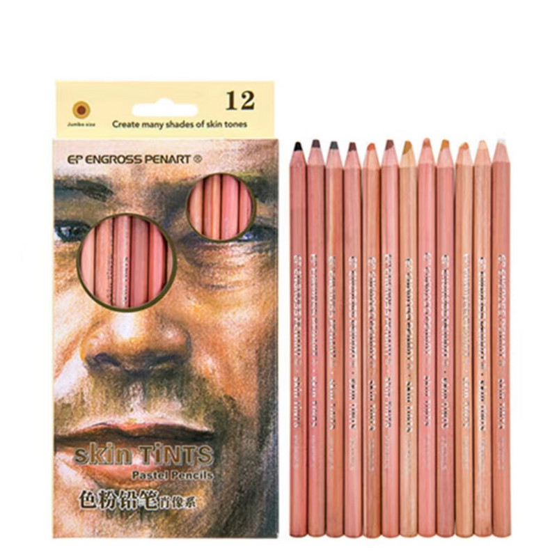 Set de creioane pastel din lemn Baza pielii, creion de culoare neagră pastel, creioane pentru schiță, pentru desen pentru artist, rechizite de creioane de birou