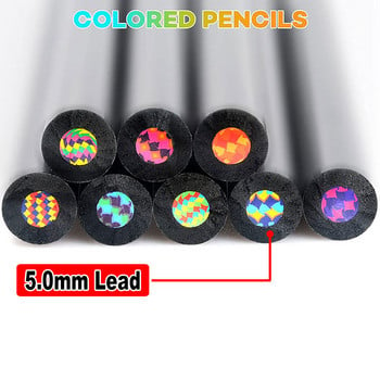 Σετ 8 τμχ Μαύρο Ξύλο Rainbow Colored Pencil 3,3mm 5,0mm Lead Core For Art Σήμανση γκράφιτι Σχέδιο Σκίτσο Χαρτικά Δώρο για παιδιά