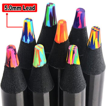 Σετ 8 τμχ Μαύρο Ξύλο Rainbow Colored Pencil 3,3mm 5,0mm Lead Core For Art Σήμανση γκράφιτι Σχέδιο Σκίτσο Χαρτικά Δώρο για παιδιά