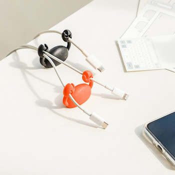 Карикатура Настолен държач за кабел Crab Скоба за управление на USB органайзер за слушалки Органайзер за силиконова навивка на кабела Органайзер за тел Кабел